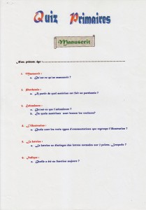 QUIZ PRIMAIRE IMPRIMERIE